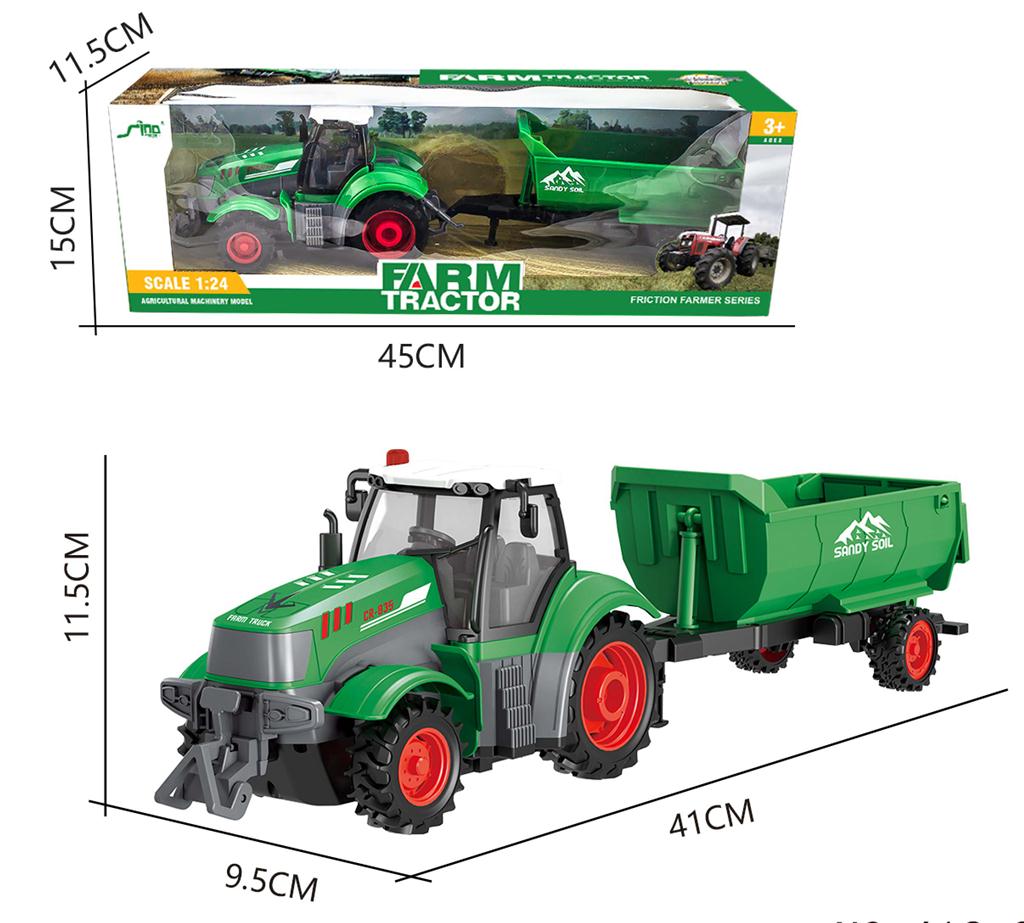 Τρακτέρ 1:24 Friction Με Καρότσα 41cm