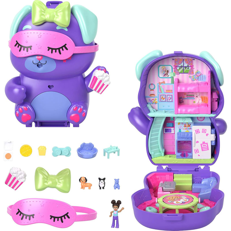 Mattel Polly Pocket and Adventures Compact Play Set Ο κόσμος της Polly Sleepover Puppy Compact (JFG56/JCR38)
