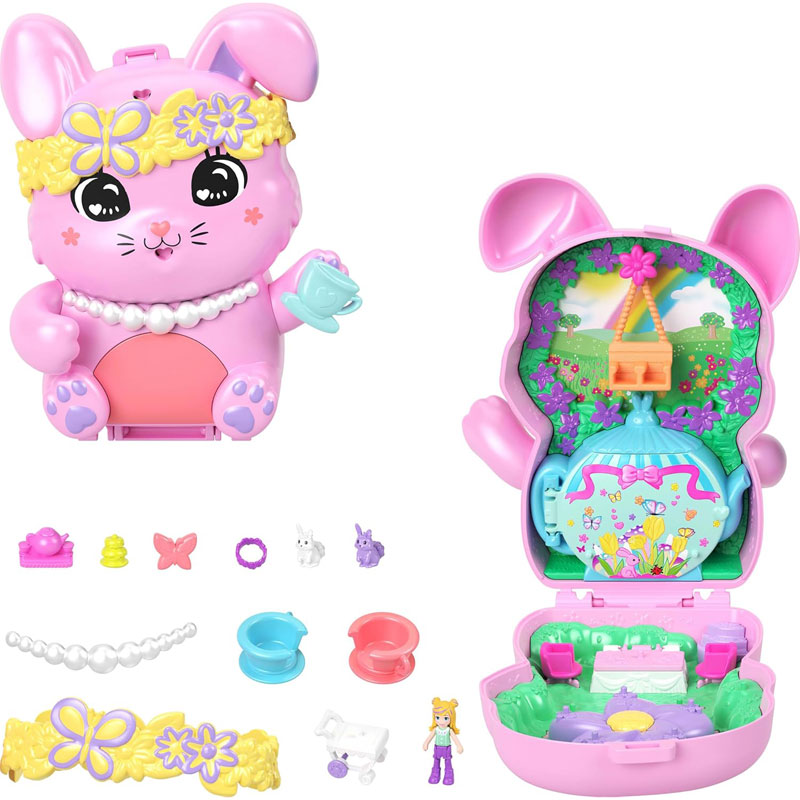 Mattel Polly Pocket and Adventures Compact Play Set Ο κόσμος της Polly Tea Party Bunny Compact (JFG56/JCR40)