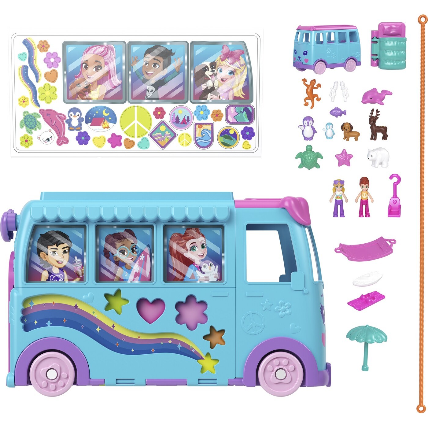 Mattel Polly Pocket Pet Mobile Adventure - Τροχόσπιτο με ζωάκια (JCC22)