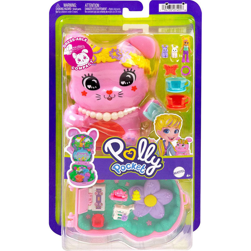 Mattel Polly Pocket and Adventures Compact Play Set Ο κόσμος της Polly Tea Party Bunny Compact (JFG56/JCR40)